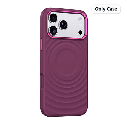 Water Ripple Silicone For Magsafe Wireless Charge Magnetic Holder Phone Case For iPhone 17 16 15 Pro Max Metal Frame Soft Cover