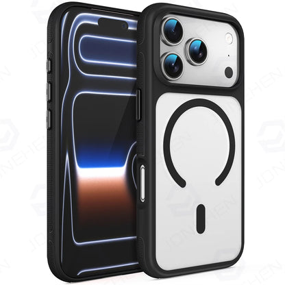 For Magsafe Skin Feel Transparent Phone Case For iPhone 17 16 15 Plus 14 13 12 Pro Max Air Metal Buttons Siliconen Bumper Cover