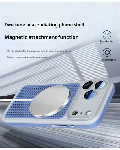 Luxury Armor Shockproof Heat Dissipation Mesh Phone Case For iPhone 17 16 15 14 Plus 13 12 Pro Max Lens Protect Matte Hard Cover