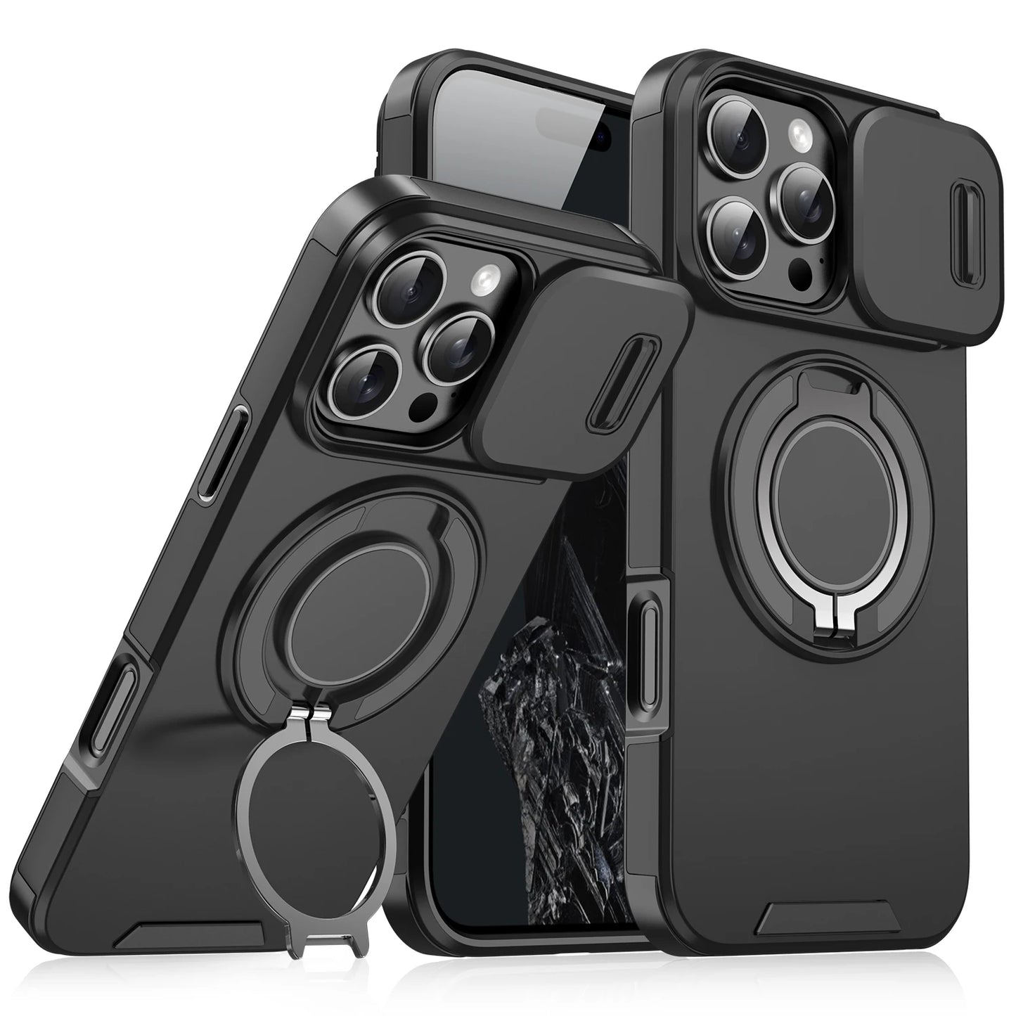For Magsafe Magnetic Wireless Charge Armor Case For iPhone 17 16 15 14 13 12 11 Pro Max Plus Slide Camera Protection PC Cover