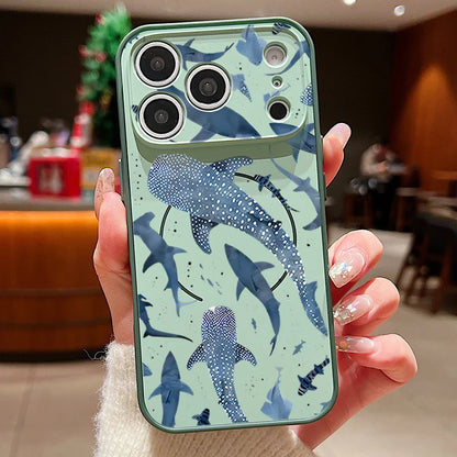 Whale Patterned Magnetic Case For iPhone 17 16 15 14 13 Pro Max For Magsafe Wireless Charge Shockproof Lens Protect Phone Cover