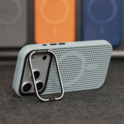 Grid Mesh Cooling Cases for Magsafe Case for iPhone 17 Pro Max 15 14 16 Plus 12 11 13 Pro Air Alloy Lens Bracket Cover