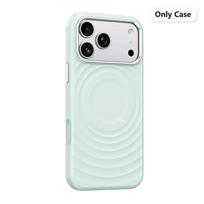 Water Ripple Silicone For Magsafe Wireless Charge Magnetic Holder Phone Case For iPhone 17 16 15 Pro Max Metal Frame Soft Cover
