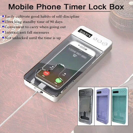 Self-Discipline Device Mobile Phone Lock Box with Timer LCD Display Time Management and Anti-Mobile Internet Addiction Lock Box